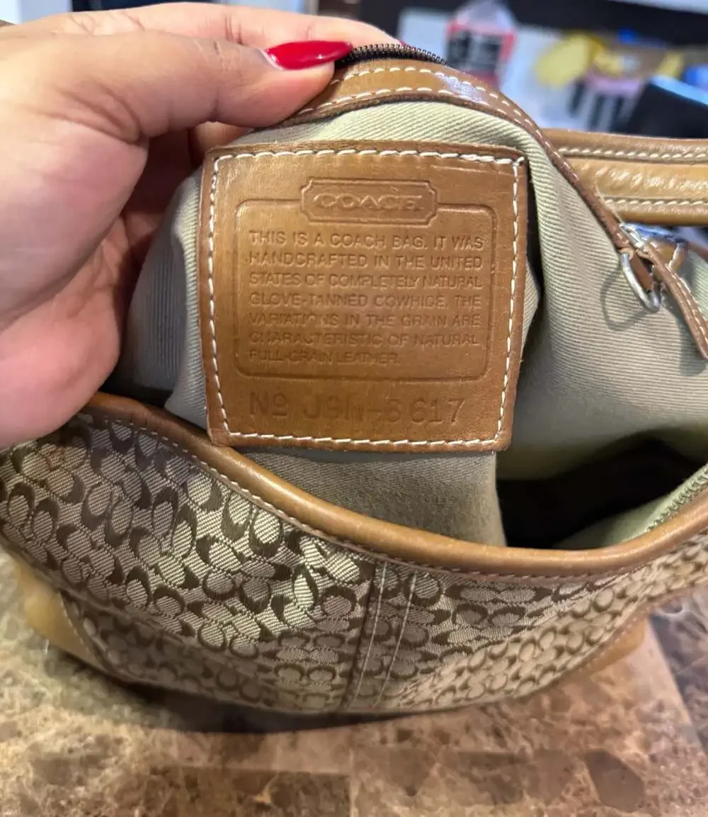 Coach Soho Signature Monogram Canvas Hobo Shoulder Bag